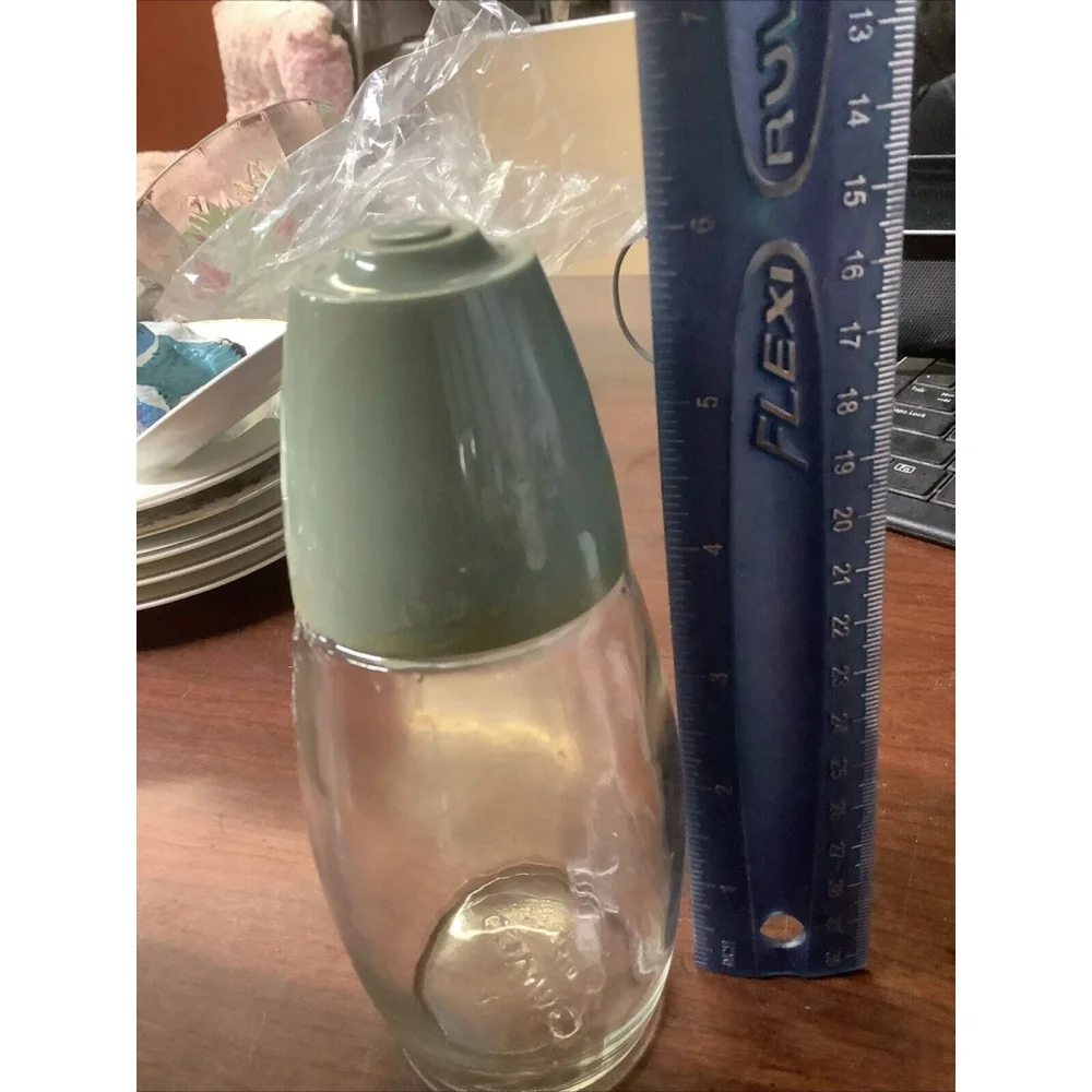 Vintage Toothpick Holder Gemco Glass With Bluegreen Plastic Lid Dispenser